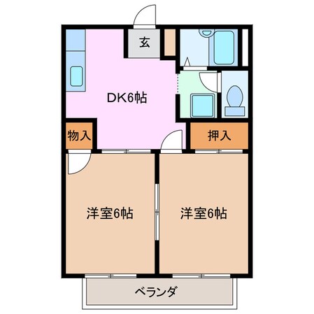 中川原駅 徒歩5分 2階の物件間取画像